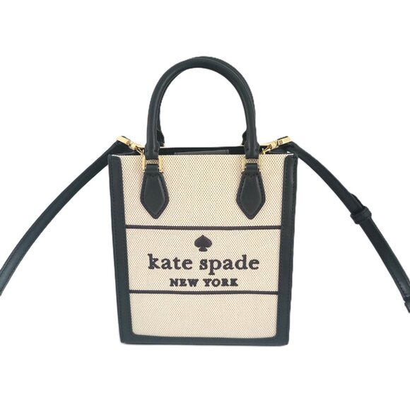 Kate Spade KK235 Ellie Canvas Mini Tote Satchel Crossbody Handbag Black Multi - Picture 1 of 7